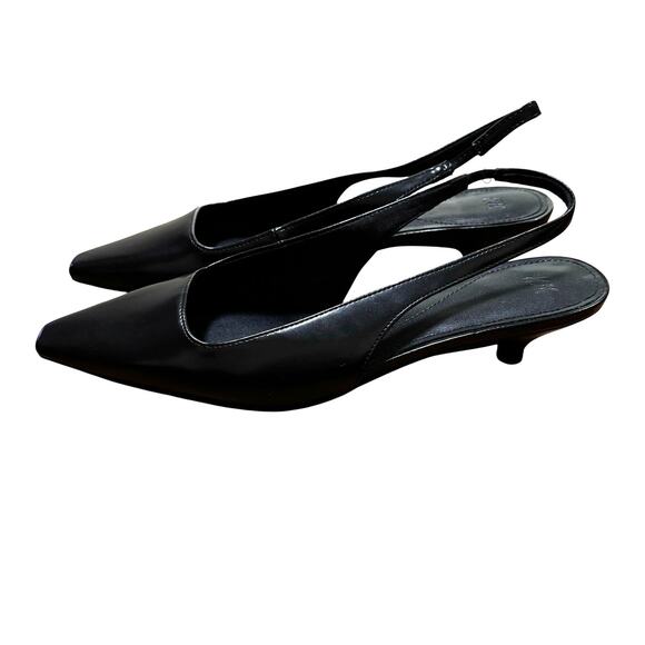 H&M classic black slingback pumps low kitten heels career casual shoes EU 39 - Picture 3 of 10